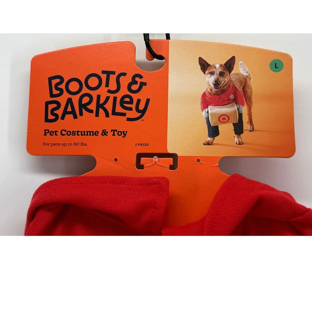 Boots & Barkley Target Employee Dog Costume with Plush Toy Red Large NWT